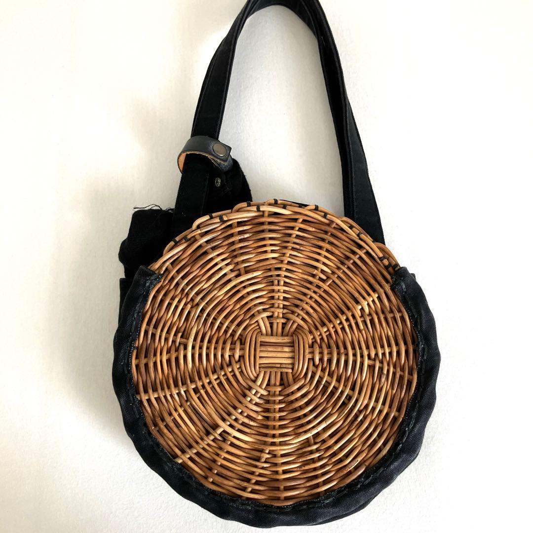 エバゴス　円形かごバッグ ebagos エバゴス キャンバス・扇トート