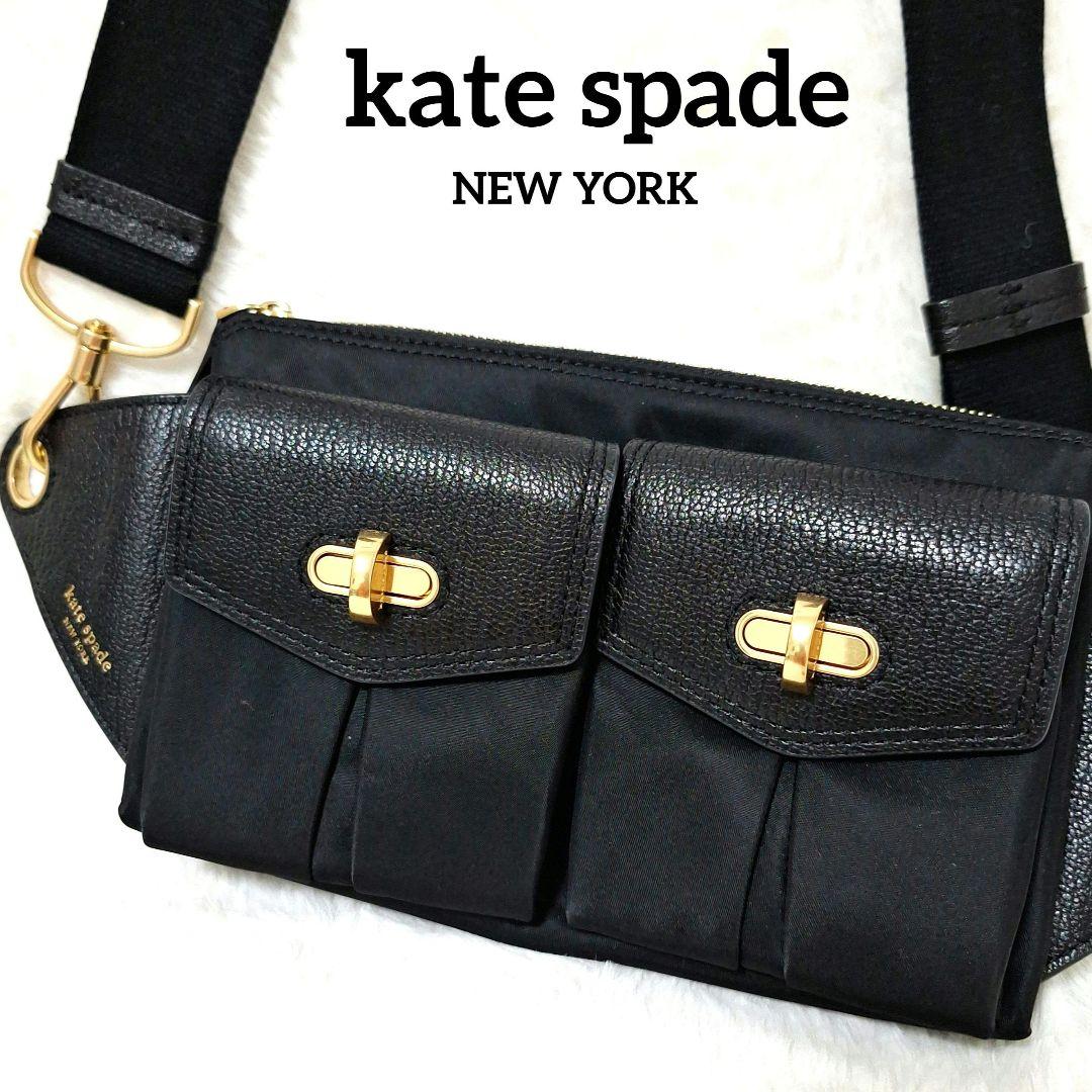 Used ♥ ケイトスペード ボディーバッグ ショルダー ブラック ゴールド kate spade NEW YORK（ケイト・スペード ニューヨーク） 並行輸入