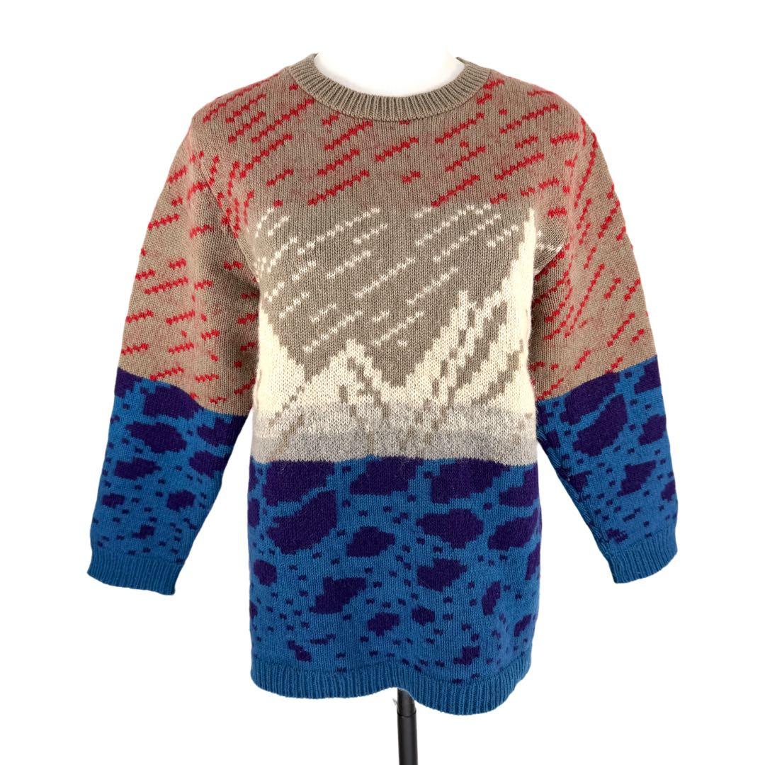 80s Vintage Archive 山本寛斎 顔タグ セーター ニット 総柄 - メルカリ