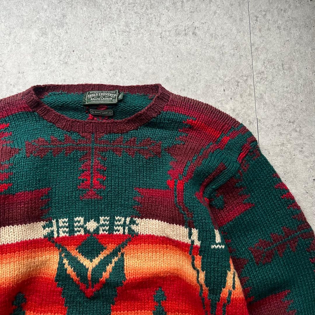 90s Ralph Lauren ポロカン ハンドニット ネイティブ柄 - メルカリ