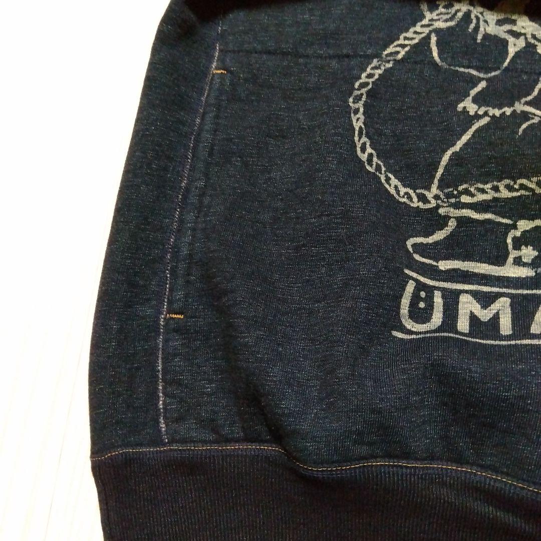 28日まで45R☆ウマッコちゃんプリントの908裏毛フーディ（インディゴ