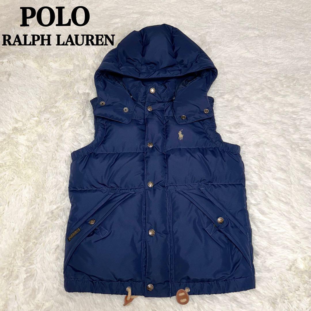 美品】ポロラルフローレン ダウンベスト フード付き - メルカリ