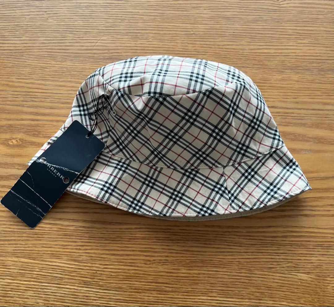 未使用】BURBERRY バーバリー チェック ハット キッズ リバーシブル