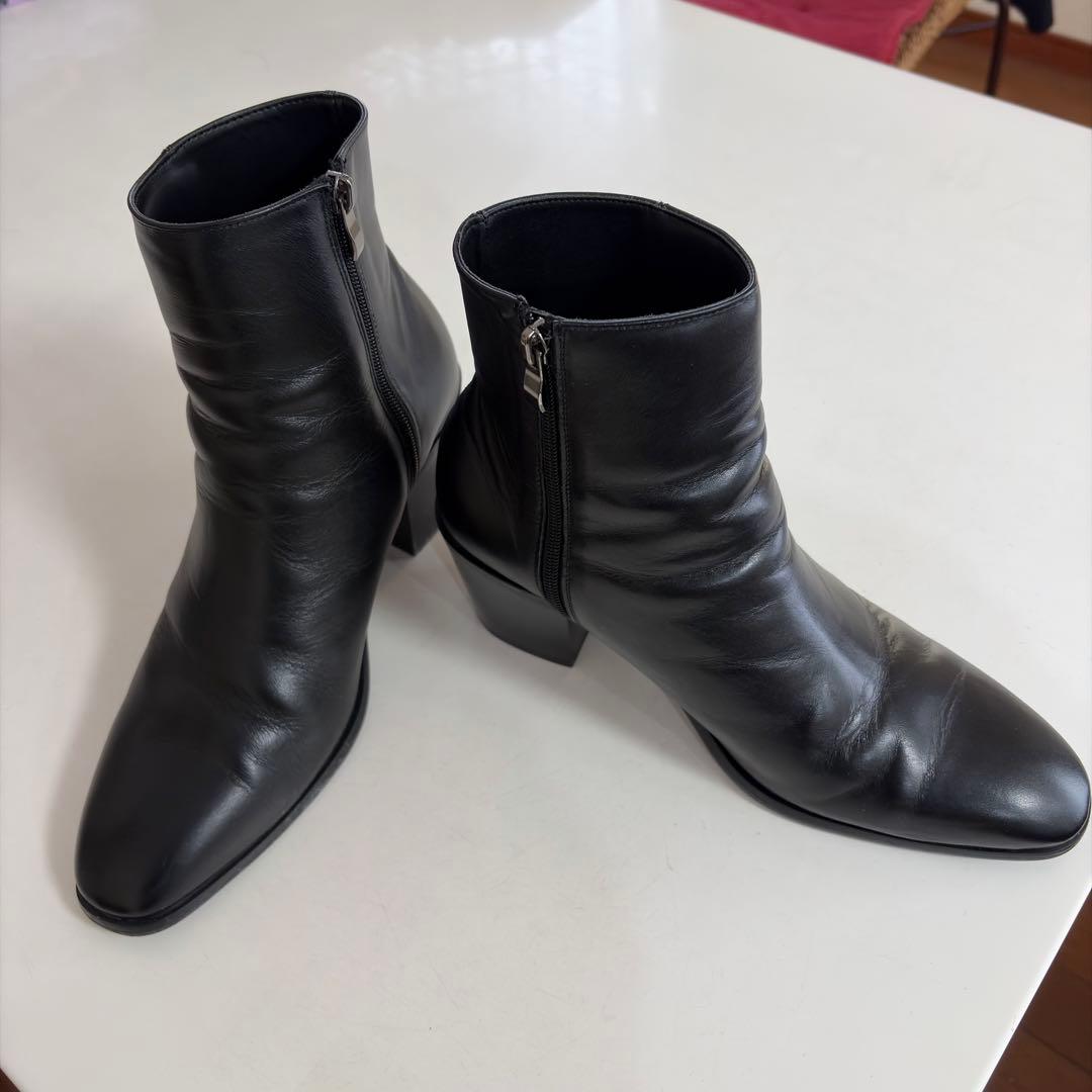 Lui's ルイス サイドジップ ヒールブーツ レザーブーツ ブラック 40