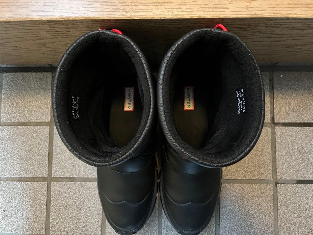 ア*ュ様 ハンター HUNTER スノーブーツ ブラック　黒　UK6 24.5c