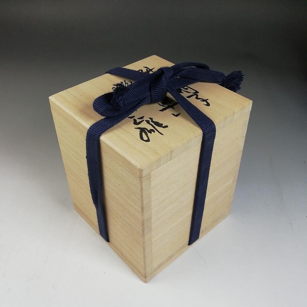 Ｗ４３　棗　『砂彫硝子　つゆ草』『茶器』『松本正雄 作』　共箱　茶道具