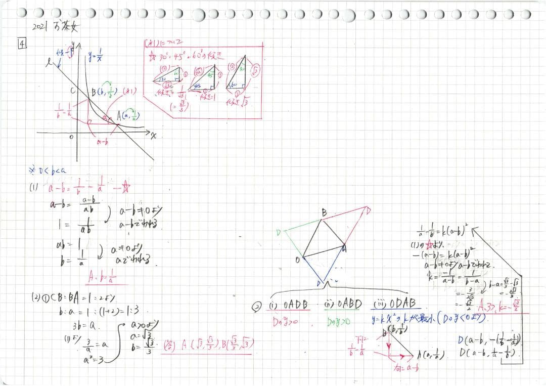 今だけ3割引 塾講師オリジナル数学解説 お茶女 高校入試 過去問 2017-