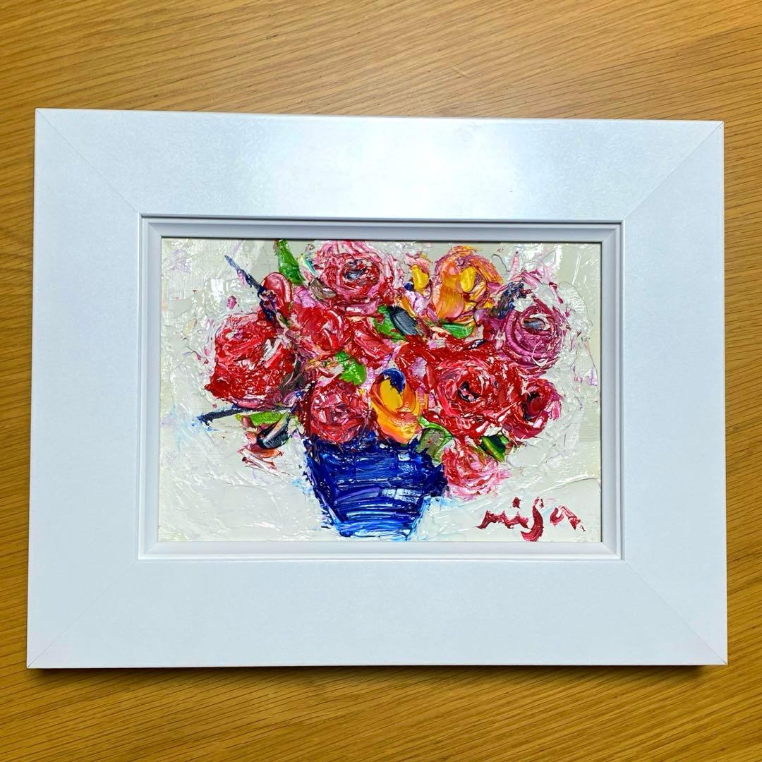 題名【　バラ　　】◾️油彩画　SMサイズ◾️兼田美佐子　原画　本物