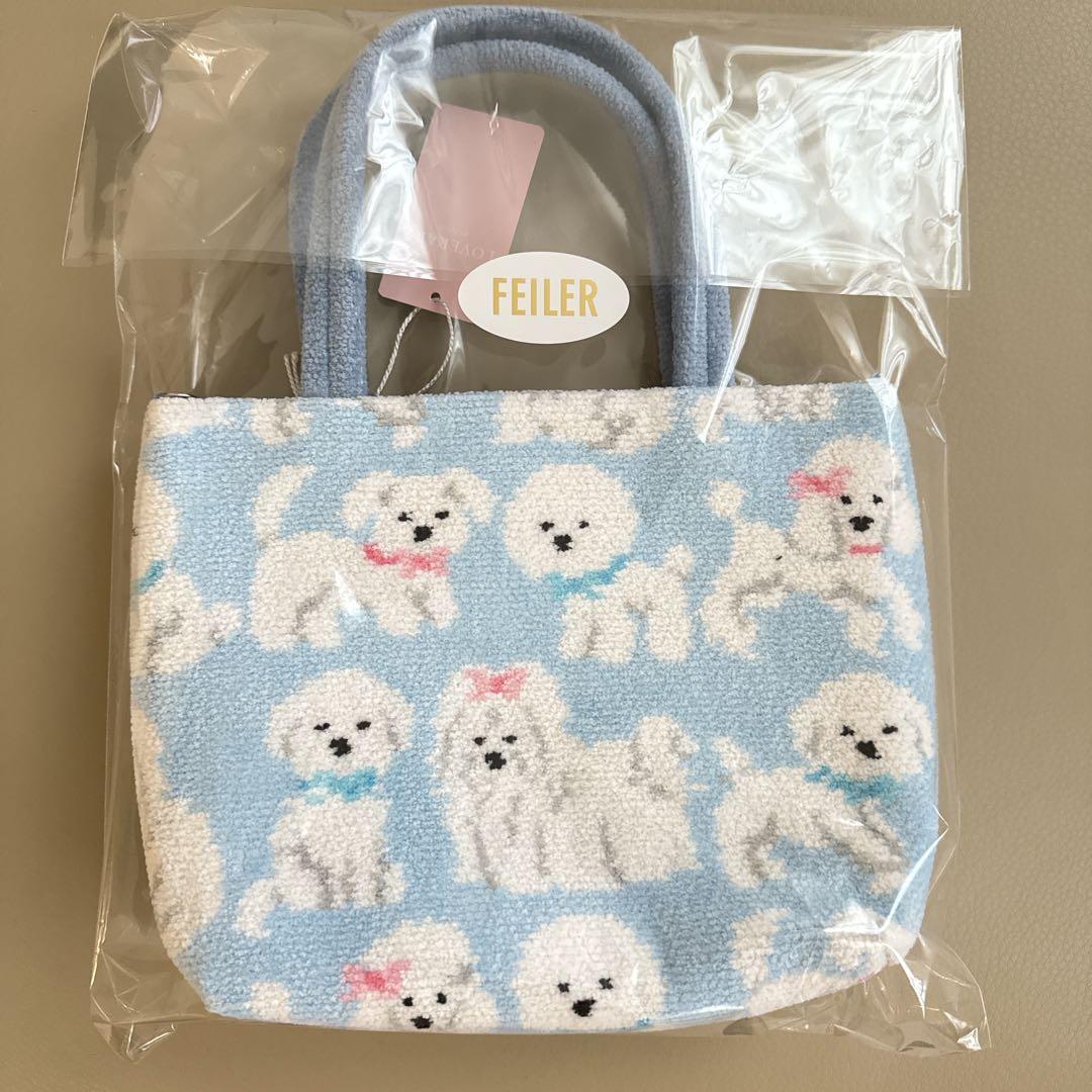 ラブラリーバイフェイラー モフモフワンチャン トートバッグ ブルー