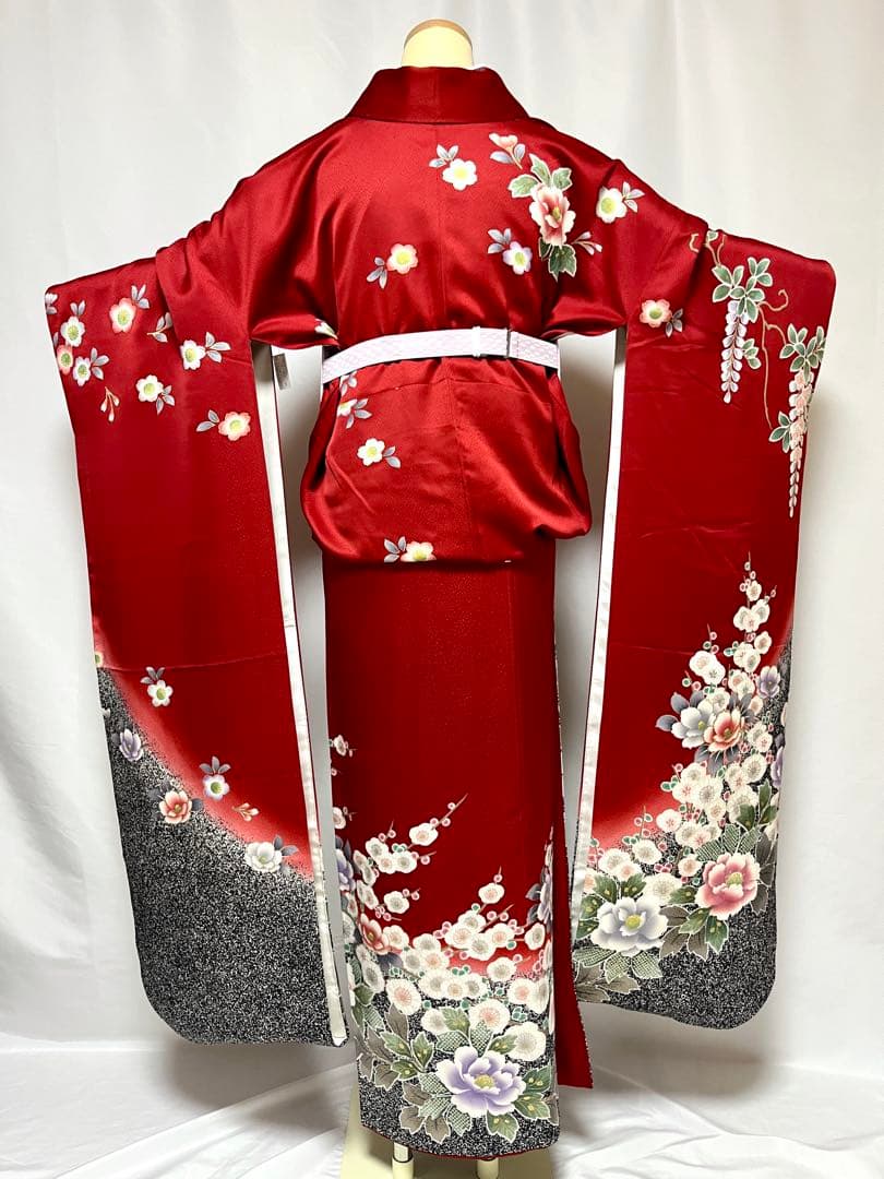 美おり】振袖 正絹 振袖フルセット 7点セット 成人式 古典文様 桜 牡丹