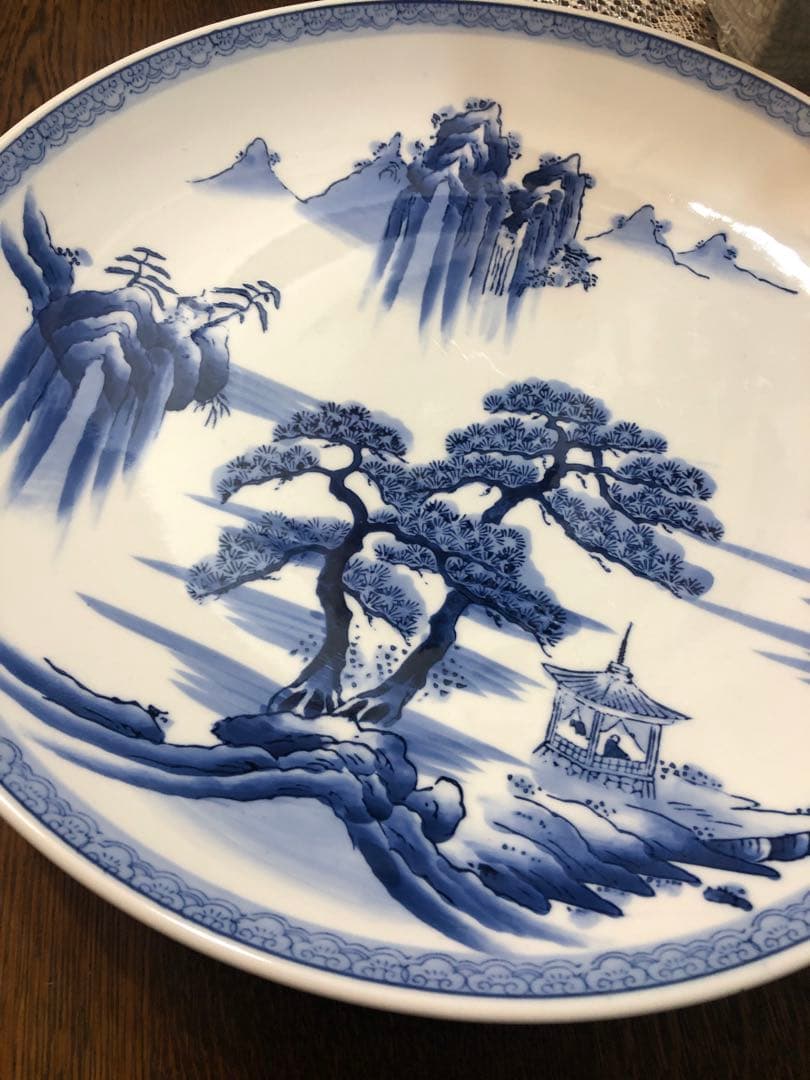 有田焼 峯山作 染付山水紋 飾り絵皿 大皿 径46cm - メルカリ