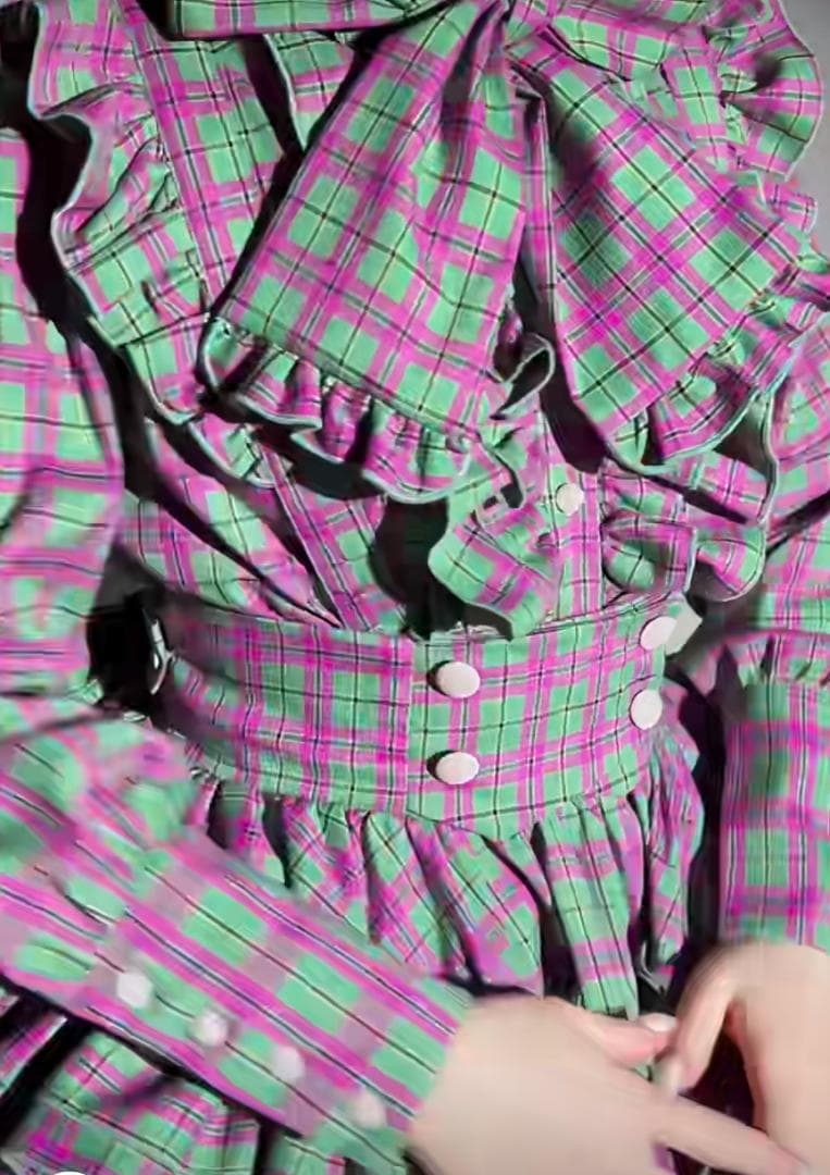 即納 CATCOCOONクラシカルドール 長袖 セットアップ 緑チェック - メルカリ