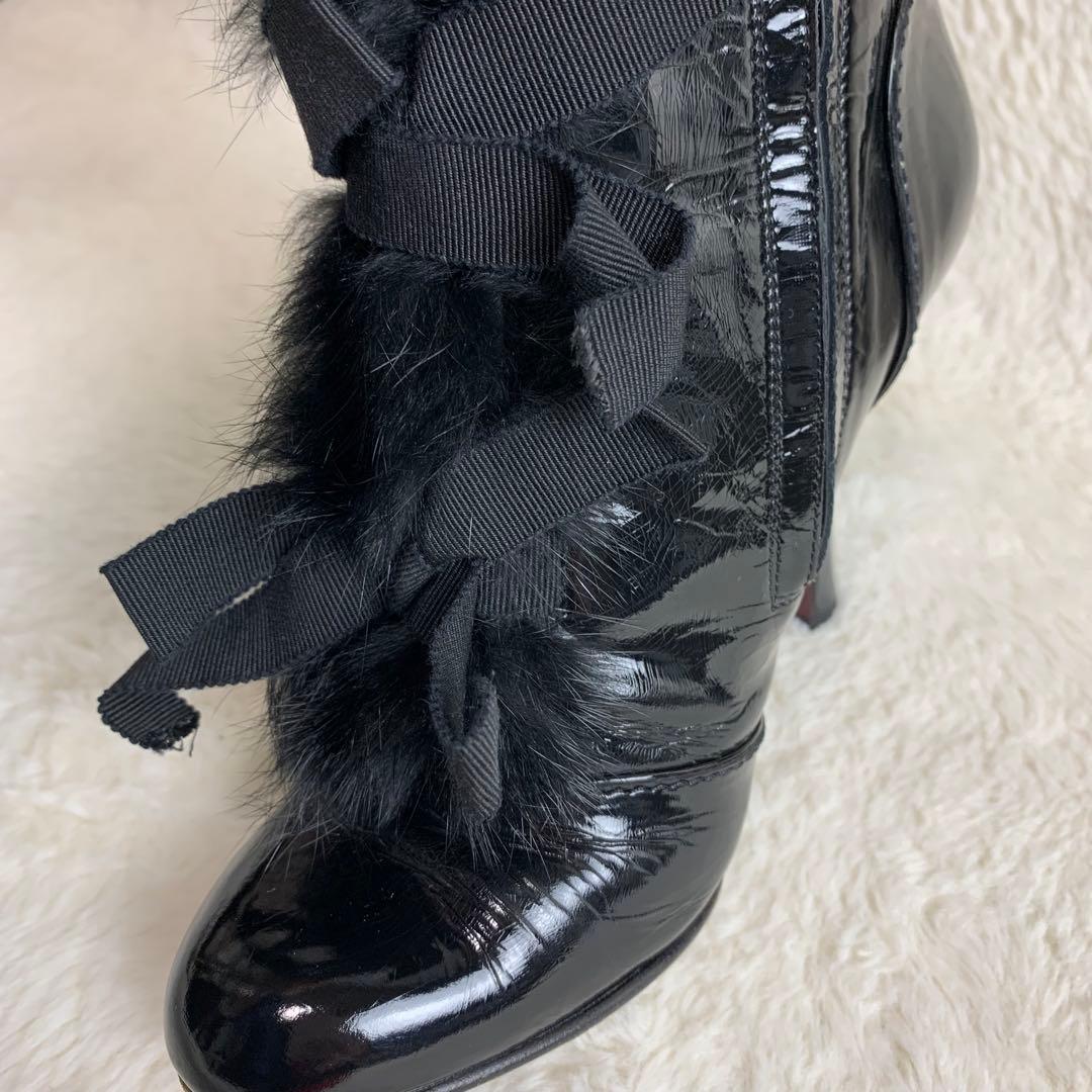 【定価30万】《超レア商品》ルイヴィトンリボンファーエナメルブーツ