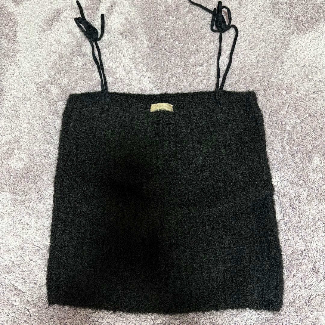 THE SHISHIKU ブラックリブ編みキャミソール カップ付き】リブテレコキャミソール（タンクトップ・キャミソール