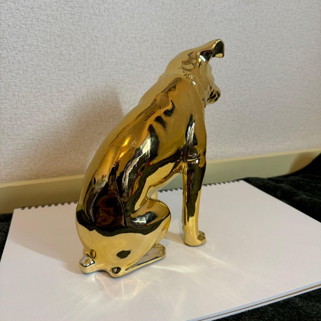 ビクター犬 ニッパー 18センチ ゴールド 置物 レトロ 希少 - メルカリ