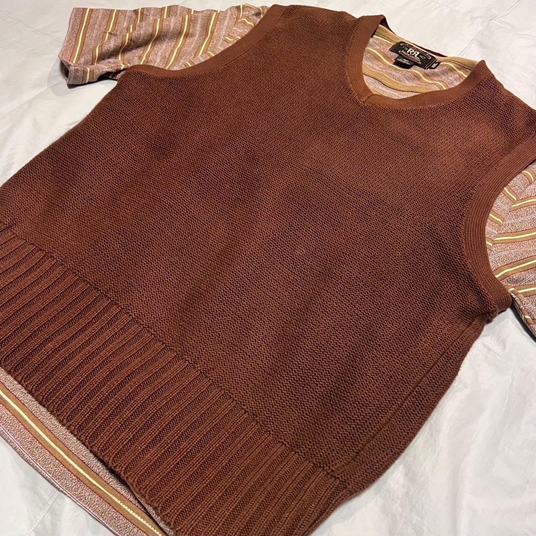 RRL ニットベスト L ブラウン 三ツ星 90s 香港製 希少 ヴィンテージ