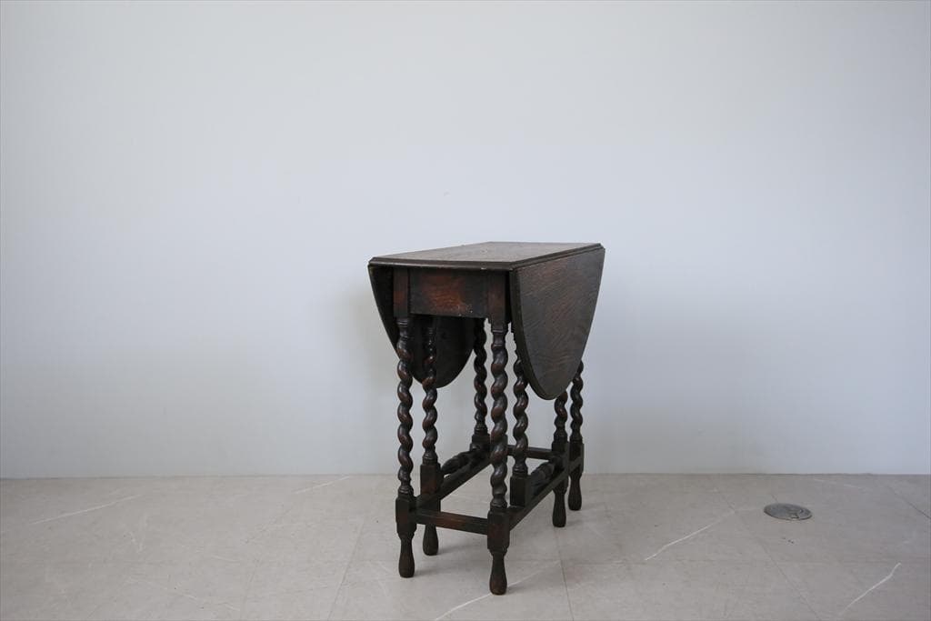 英国アンティーク木製ゲートレッグテーブル/ダイニング机バタフライ(89