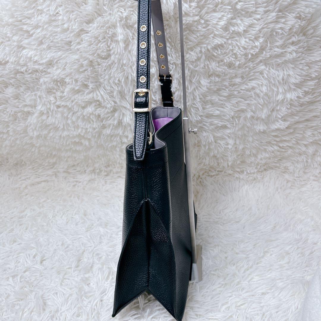 A.D.M.J 高級 本革 ワンショルダー 黒 シボ革 A4 ポーチ付 GC付き