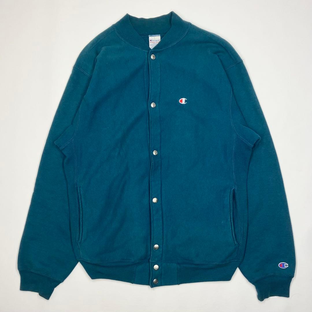 90s チャンピオン リバースウィーブ スナップカーディガン ターコイズ