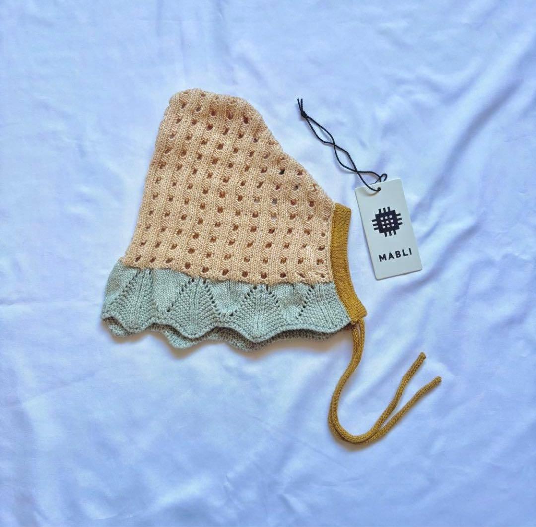 Mabli フリルロンパース 12M ベージュ・水色 - ロンパース