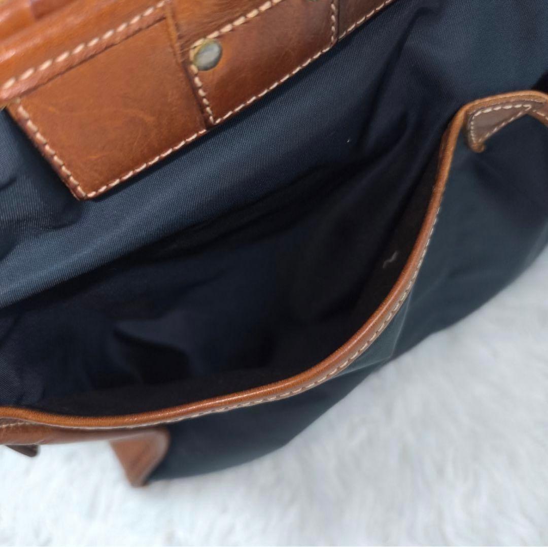 Felisi ブリーフケース 8637/2 1層 A4可 レザー×ナイロン 紺茶