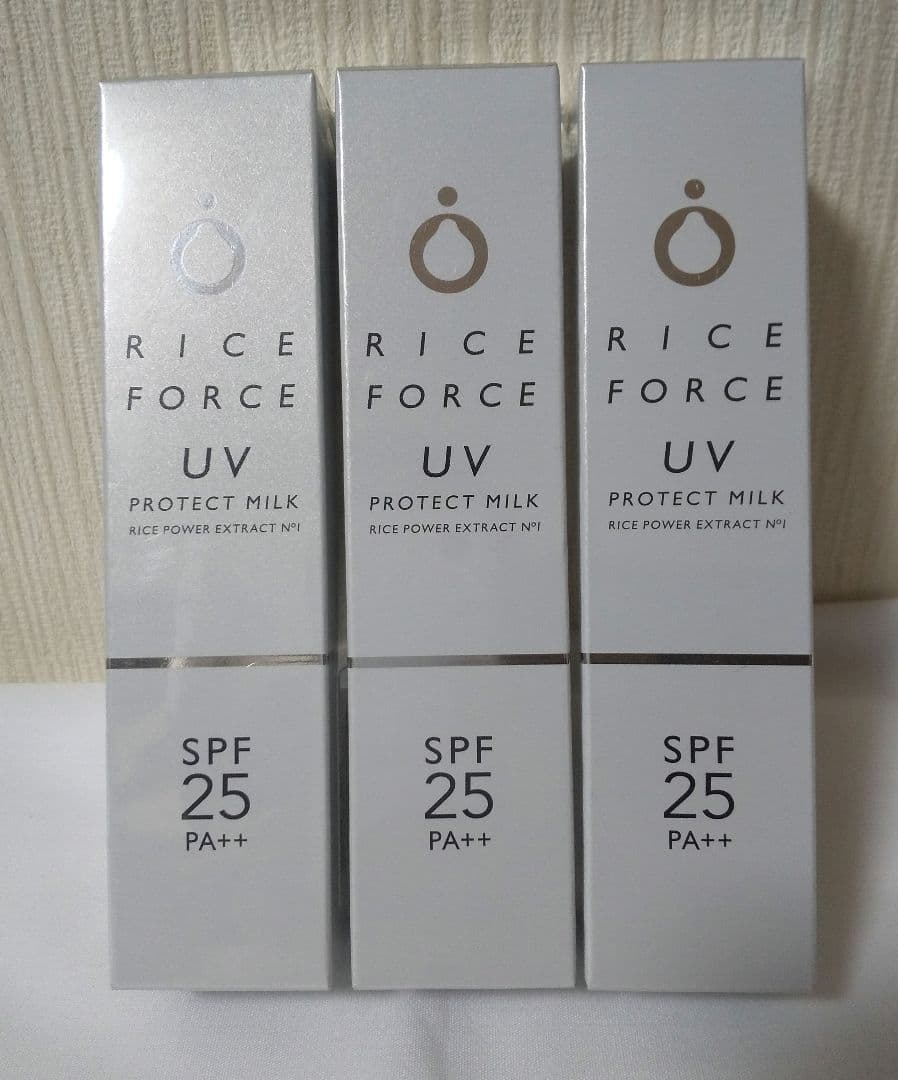 【未開封】ライスフォース UVプロテクトミルク25 SPF25PA++3本セット Amazon.co.jp: ライスフォース〈UVプロテクトミルク 25 (SPF25 / PA++)