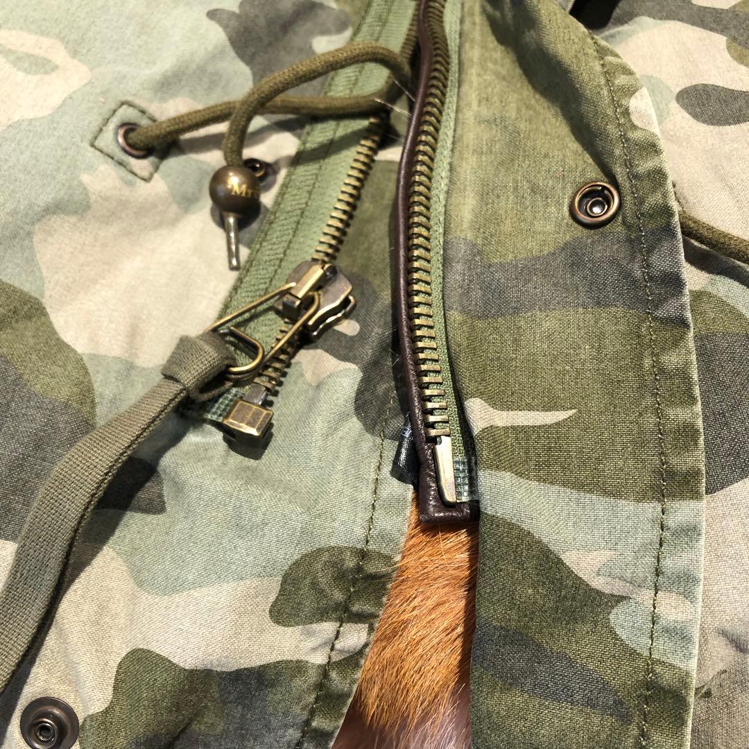 Mr&Mrs ITALY ミリタリーコート 迷彩柄 コーラルピンクファー フード