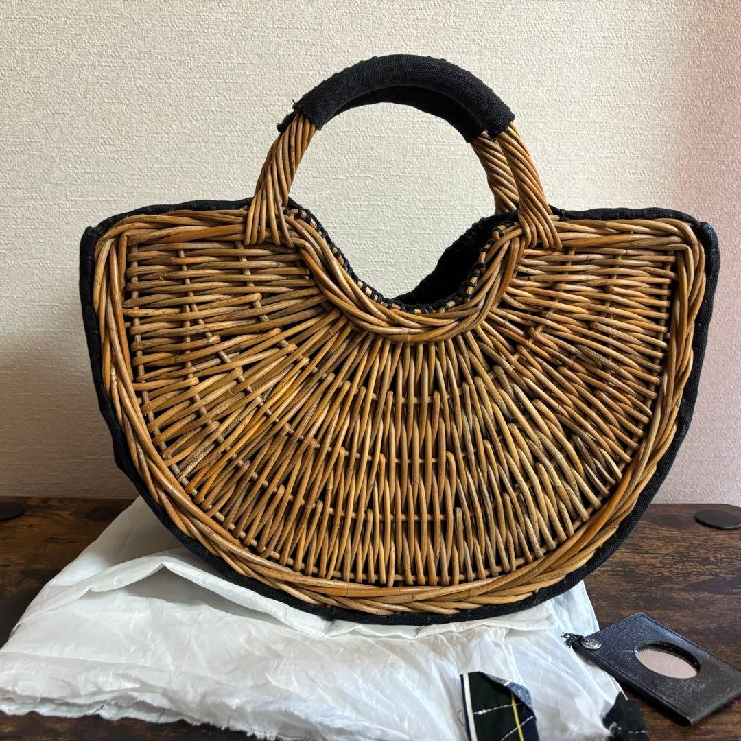 ebagos エバゴス　扇型　カゴバッグ　黒キャンバス生地 ebagos エバゴス キャンバス・扇トート