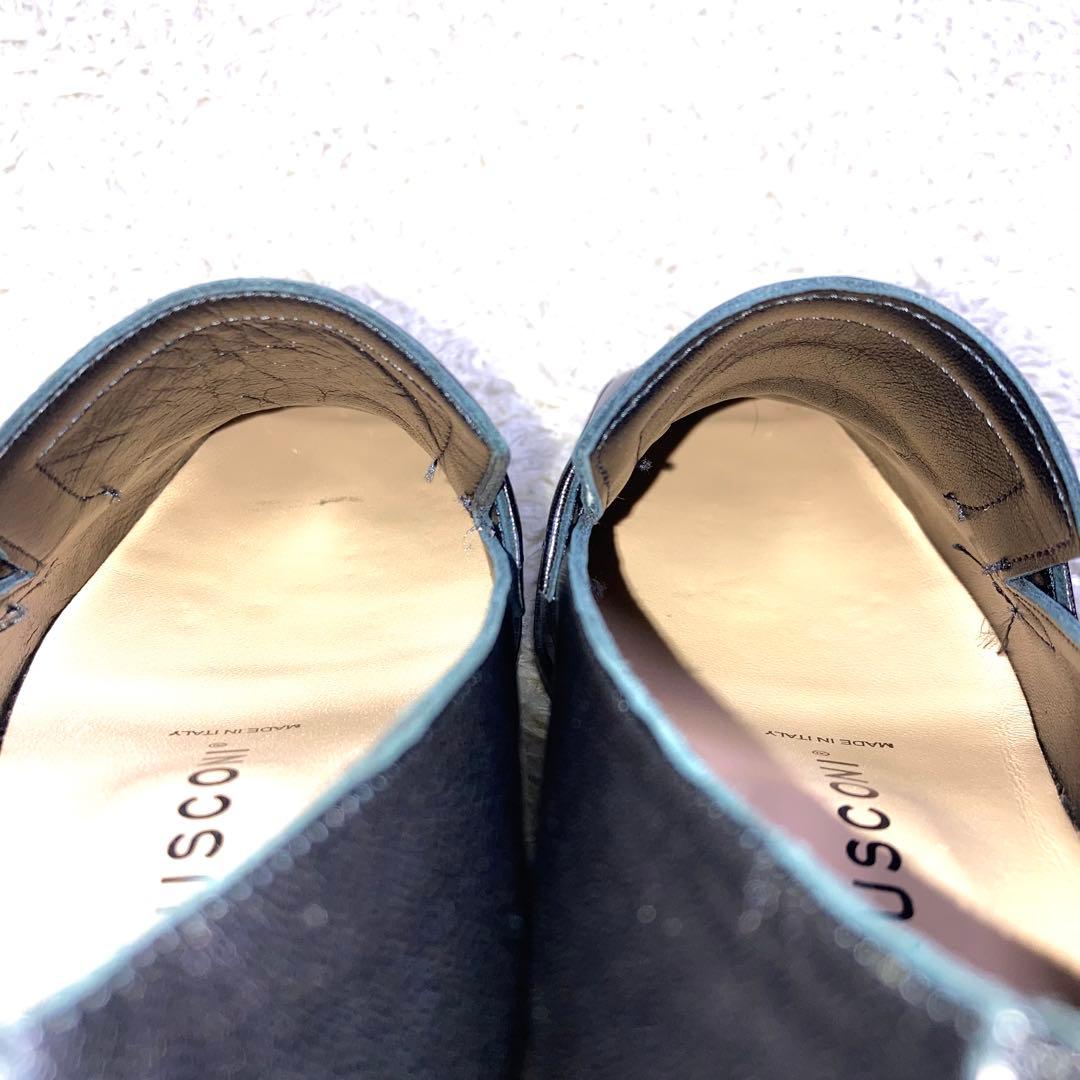 未使用級』ファビオルスコーニ ローファー スクエアトゥ ブラック