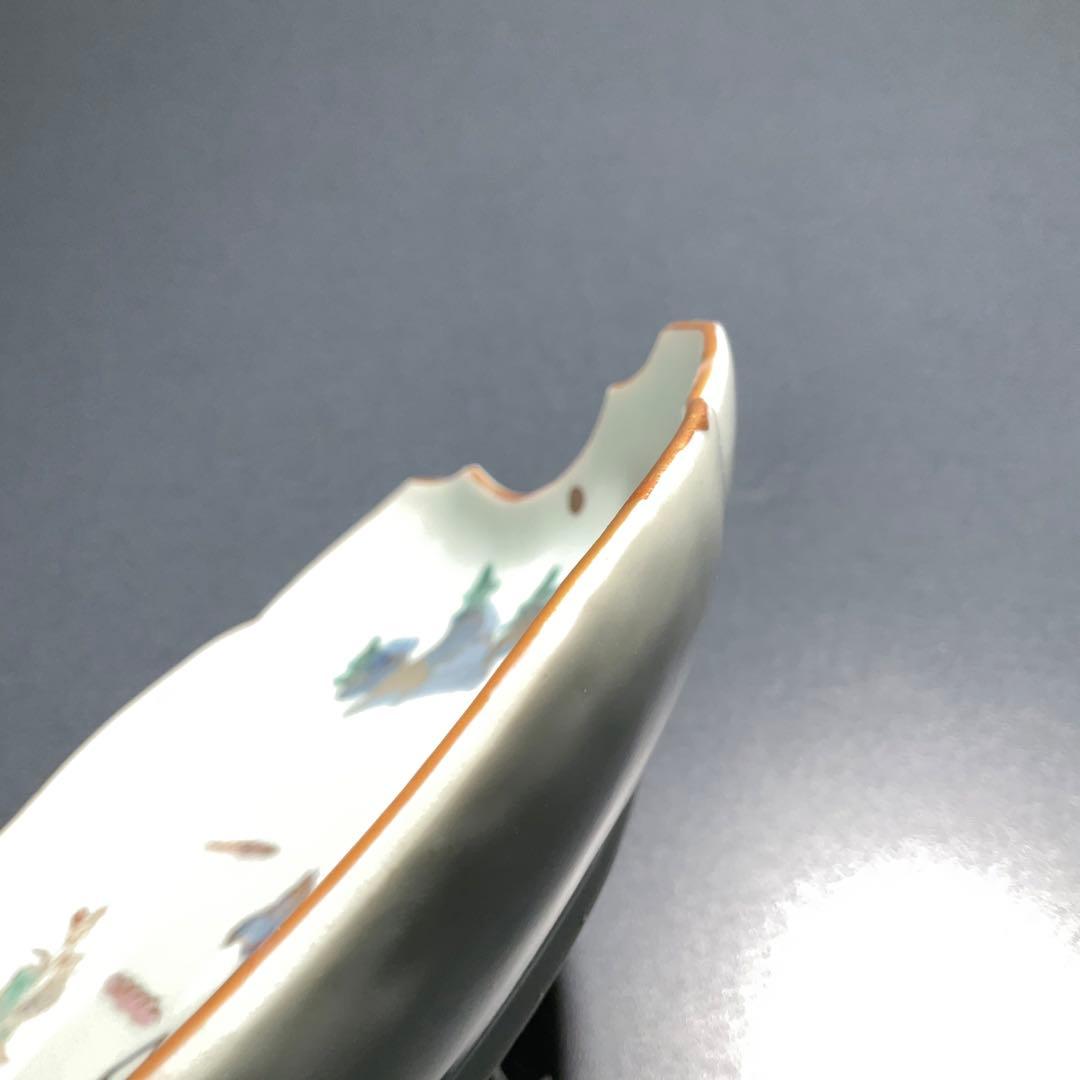 伊万里金襴手馬図変形皿 江戸 古伊万里 金直し R0917w1ダH