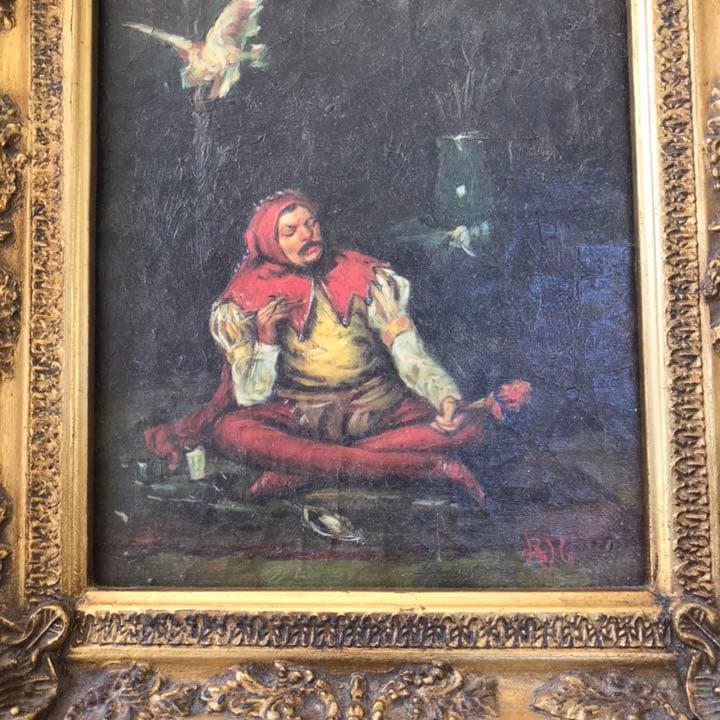 Very Old 19世紀 アンティーク 絵画油彩 道化師 /ヨーロッパ欧州