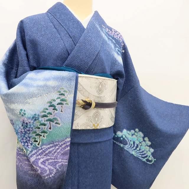 美品 金通し 正絹 絞り“壮麗な美しさで語り掛ける桃源郷”訪問着 U-32