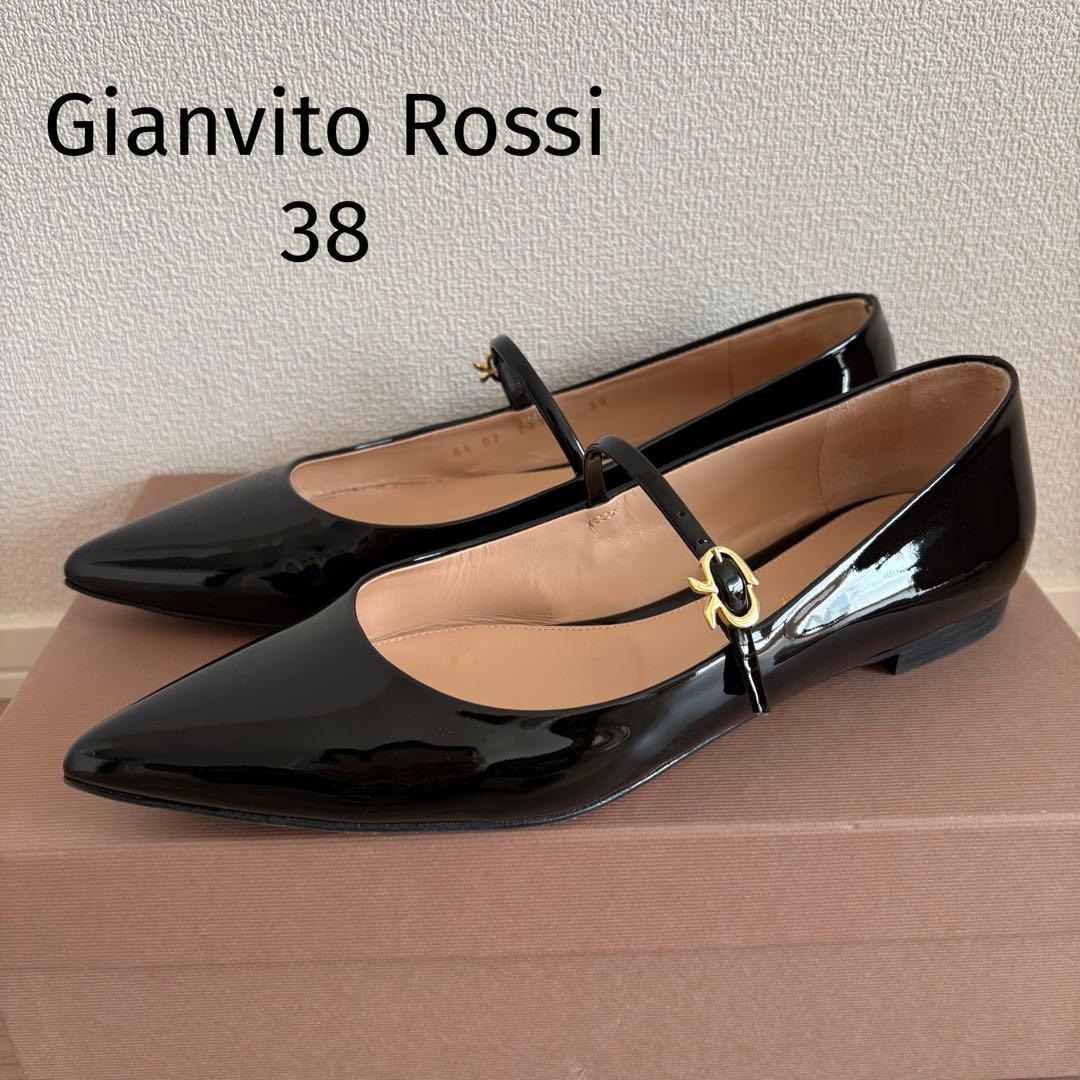 靴 Gianvito Rossi RIBBON JANE BLACK 38 Gianvito Rossi | Ribbon Jane black patent strap ballerinas | Savannahs