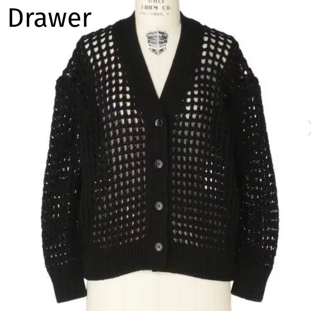 現行✨DRAWER SUMMER 3Gアイレットカーディガン ブラック 5400025F0464_l1_a004.jpg