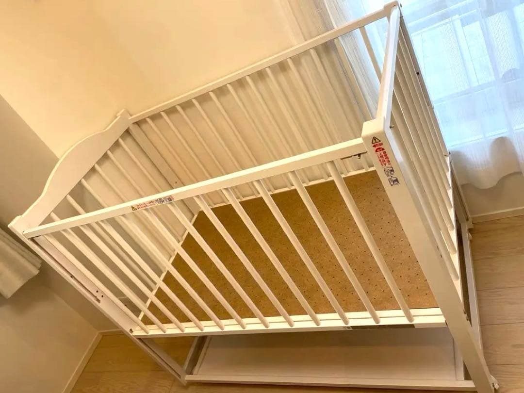 日本製 ベビーベッド ハイタイプ ツースライドベッド 木製　キャスター付き 日本製 ベビーベッド 「ツースライドベッド」 ハイタイプ ベビーベット