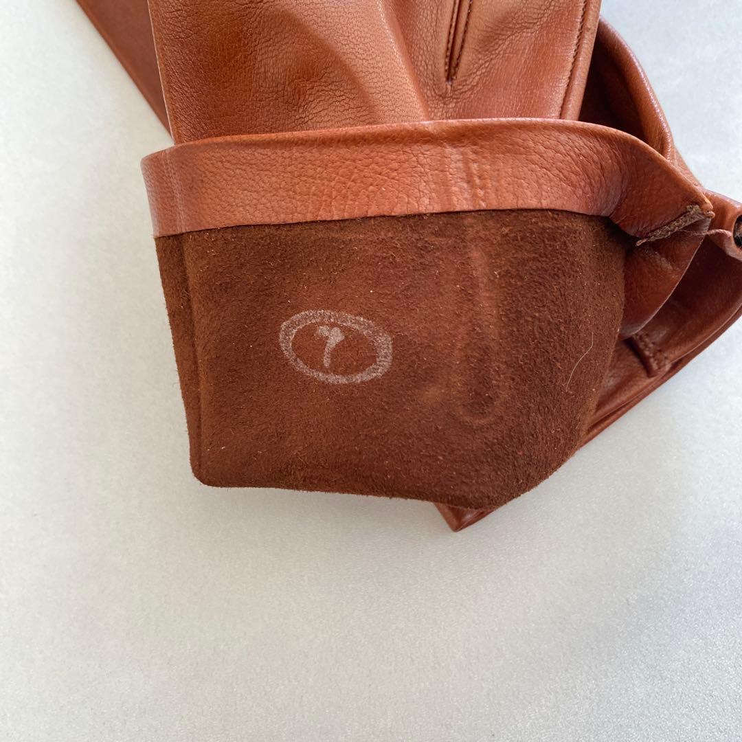 未使用 セルモネータ レザーグローブ ブラウン 革手袋 裏地無し サイズ