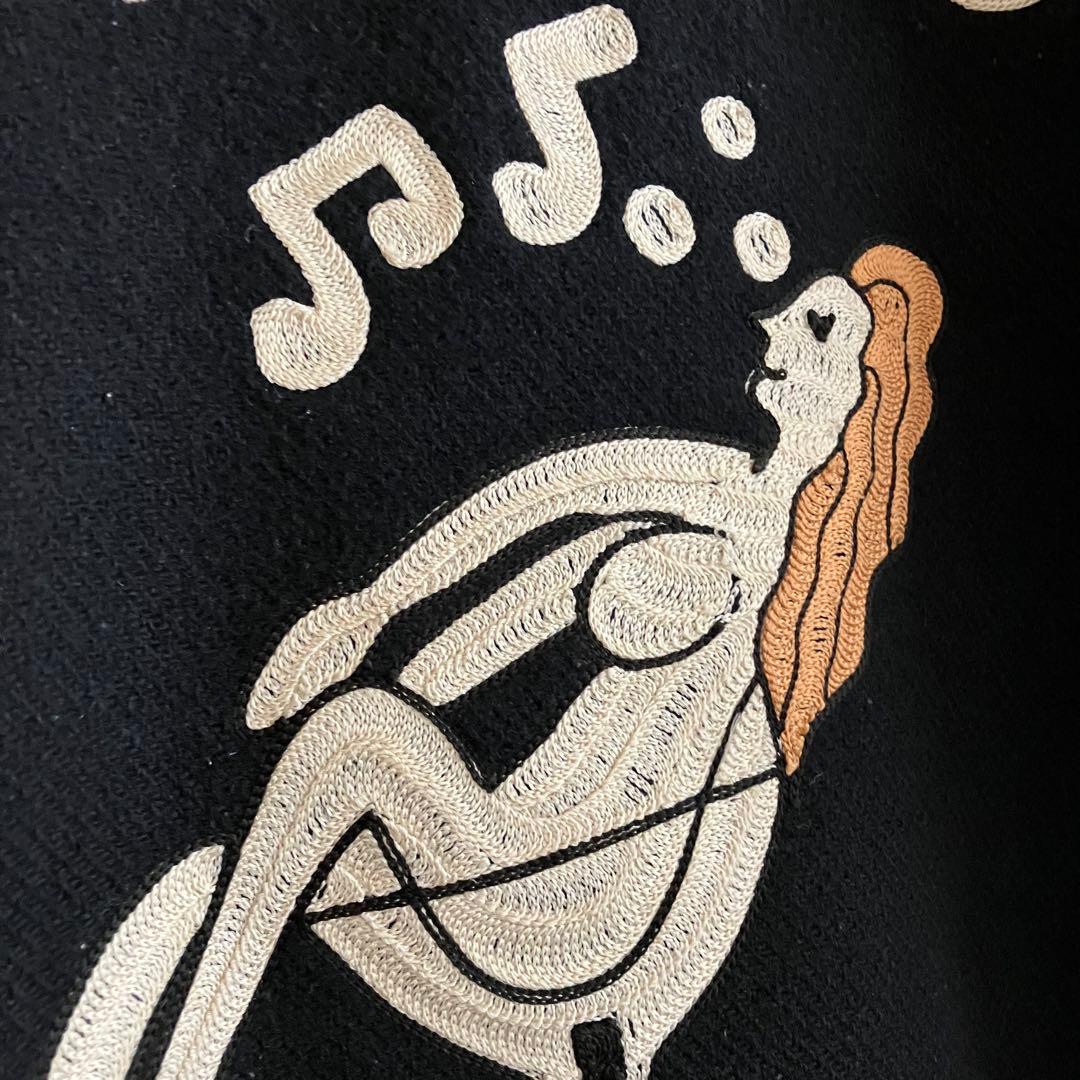 ジェラード 50's復刻 \"SINNERS\" チェーン刺繍 本革袖スタジャン 黒