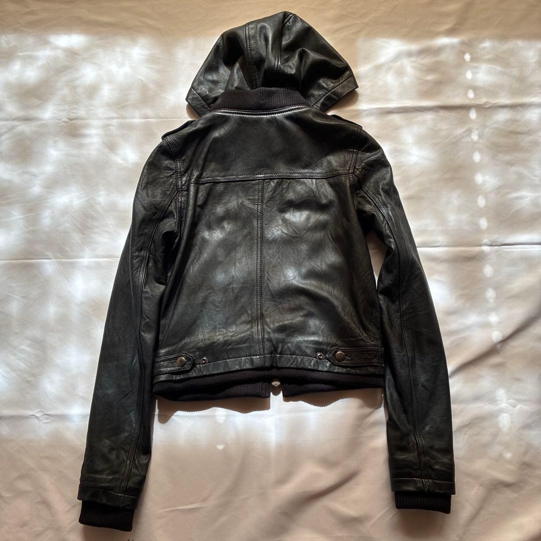 archive gimmick leather hoodie lgb y2k - メルカリ