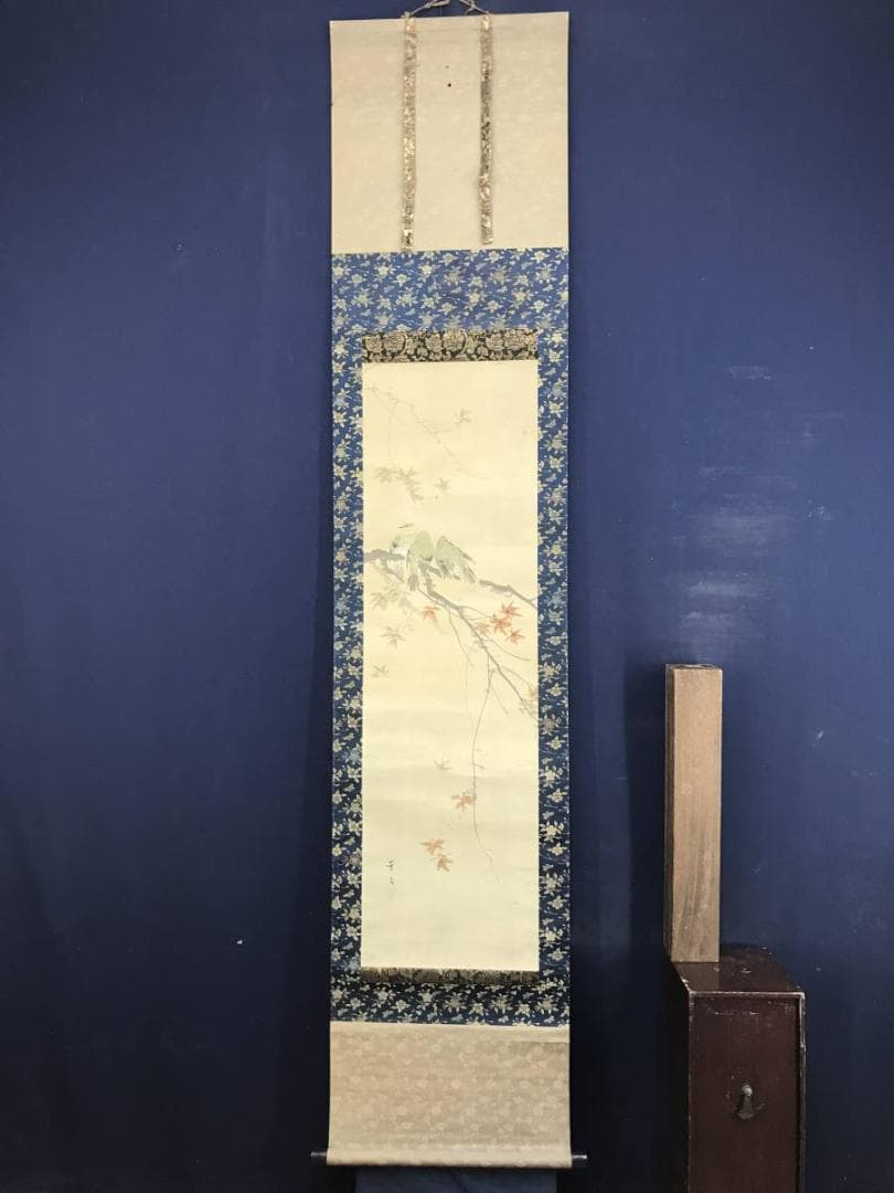 模写】松村景文/紅葉小禽図/小鳥図/花鳥図/掛軸/名家伝来/AD-256