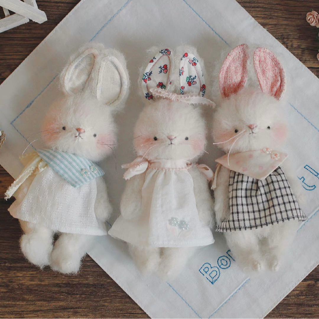 モコモコうさぎベイビー 海外作家様 ぬいぐるみ ハンドメイド