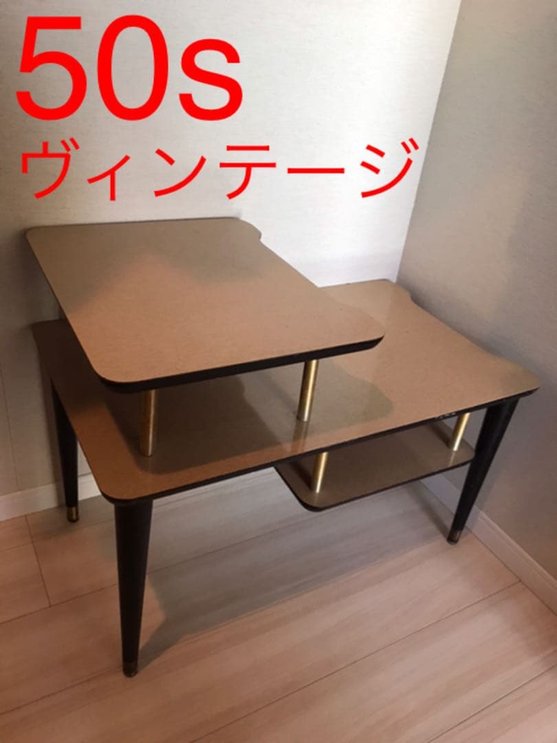 １*s様 ★US Vintage 50s Step Table Vintage 1950s Mid Century Modern End Table: Blonde Wood Step Side