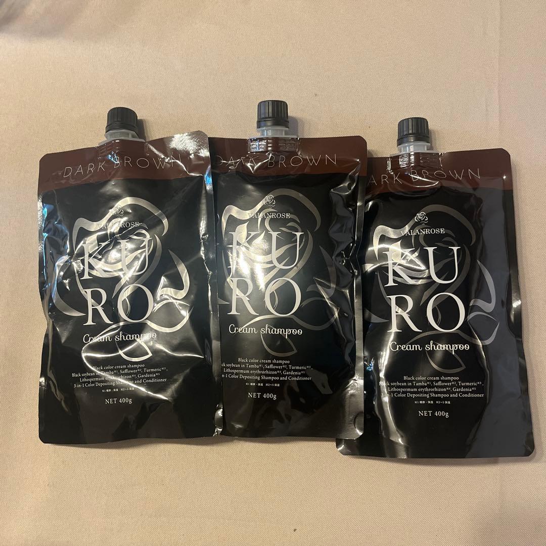 【新品！未開封！】ダークブラウン クリームシャンプー 400g×3パック 新品未開封】KUROクリームシャンプー ダークブラウン - メルカリ