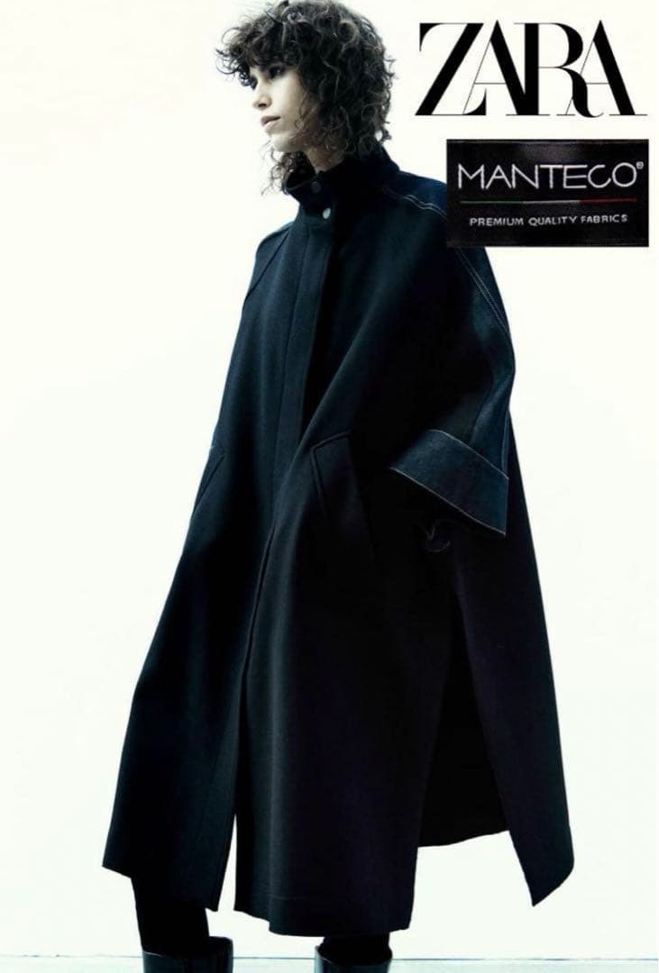 zara ポンチョコート コントラスト MANTECOウール ケープ - メルカリ