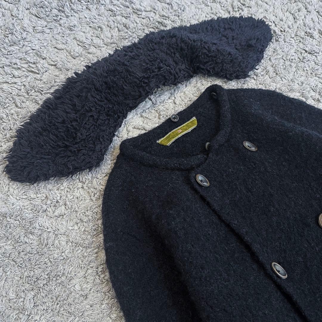 異素材mix／コットンボア× 縮絨ウールニット】45rpm／ベルテッドコート