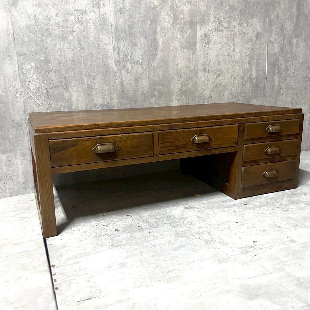 アンティーク 文机 和家具 無垢材 和モダン 長机 大正ロマン ヴィンテージ 日本のアンティーク家具 大正ロマン ワークデスク リメイク品 机 書斎