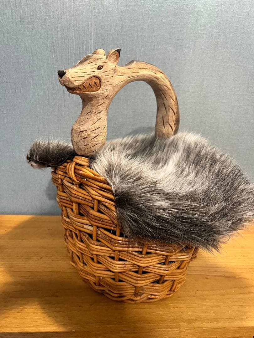 KIYATA オオカミかごバッグファー付き 取り外し可能 ファー付きかごバッグ 職人による、国産手作りにこだわっ