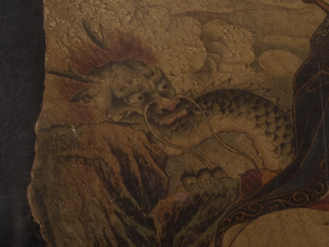 中国唐時代 敦煌莫高窟壁画 彩絵 人物像 発掘品古美術 AK1774A1-4