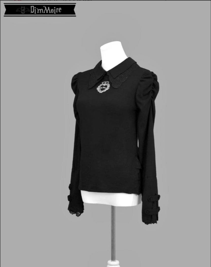 おすましレース襟トップス　ディムモアール　ブラック　Lサイズ DimMoire【ディムモアール】おすましレース襟トップス/Black