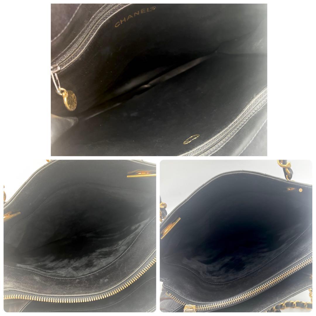 シャネル チェーンショルダー ラムスキン ブイステッチ ブラック