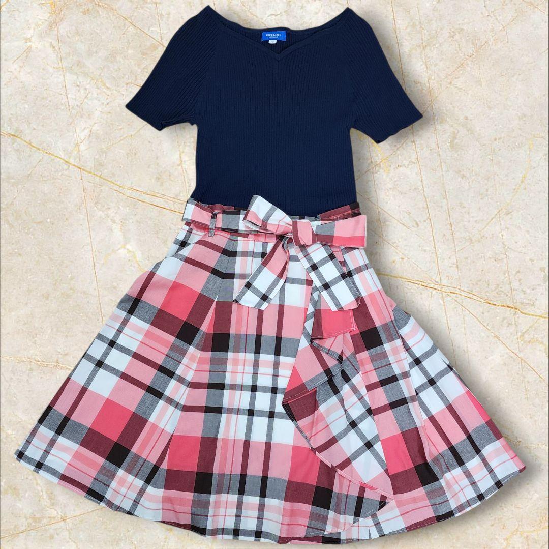 ブルーレーベル・クレストブリッジ ドッキングワンピース チェック